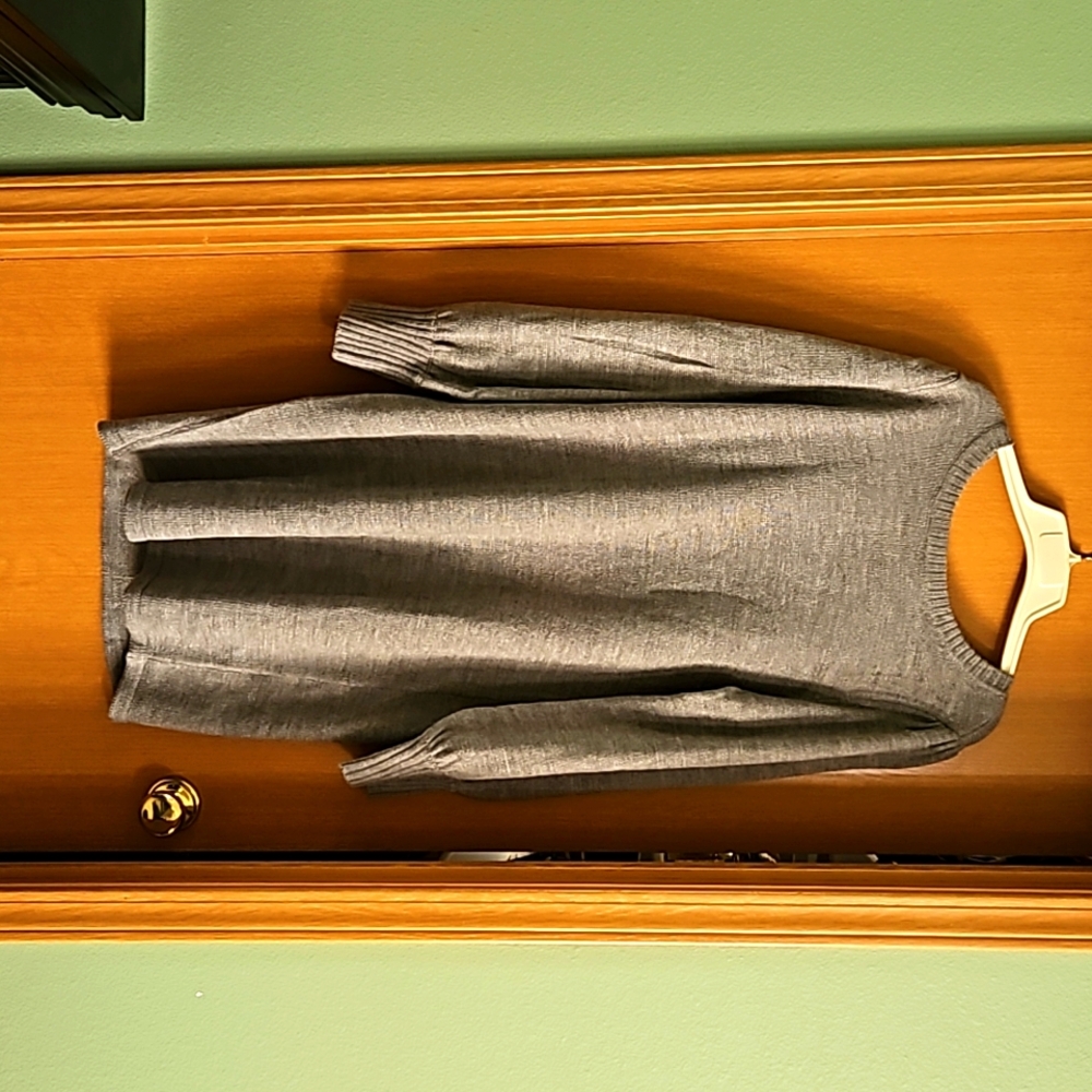 Gray Sweater Dress with bell sleeves